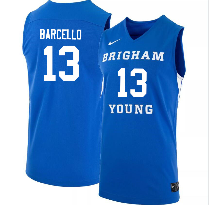 Men #13 Alex Barcello BYU Cougars College Basketball Jerseys Sale-Light Blue